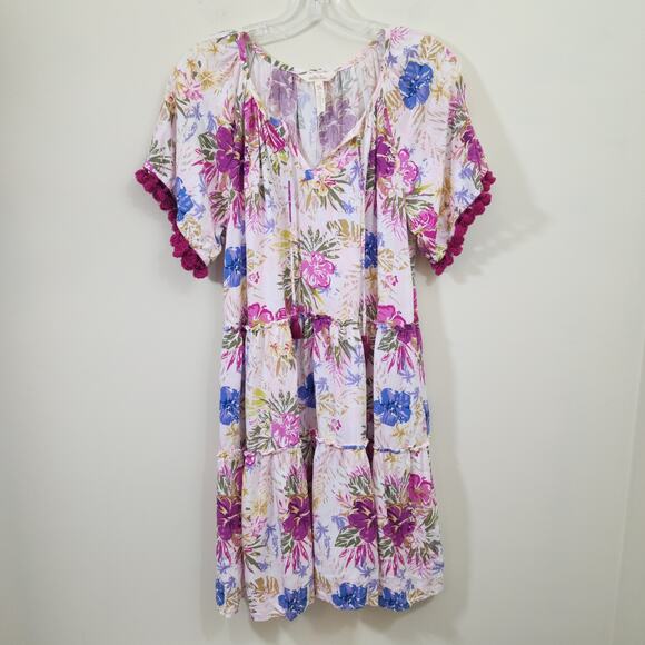 Matilda Jane Enchanted garden hibiscus and palm print short sleeve dress size XS - Picture 1 of 12
